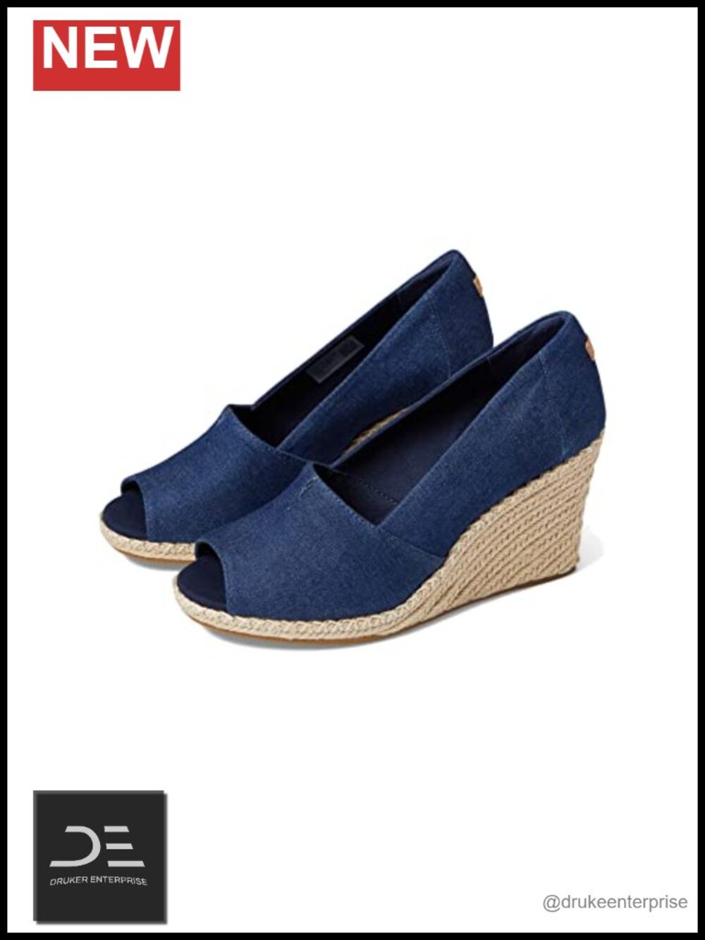 TOMS Women's Michelle Peep Toe Wedge Sandals - Navy